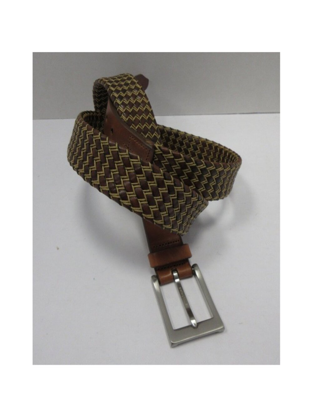 Martin Dingman Belt 44 Braided Leather Woven Silver Tone Buckle NEW